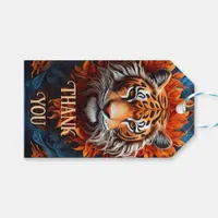 Vibrant Tiger with Floral Motifs Gift Tags