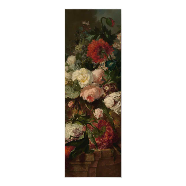 Brown And Red Vintage Flowers Art Painting Posters