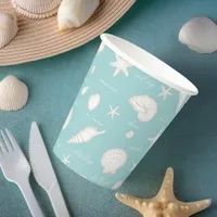 Shells Starfish Sun Fun Text Ivory ID918  Paper Cups