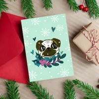 Cute Pug Christmas Holiday Card