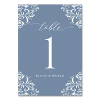 Elegant Dusty Blue Vintage Classic Small Wedding Table Number