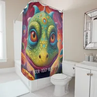 Prehistoric Dinosaur Magical Colorful Animals  Shower Curtain