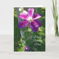 Happy Birthday Mom Pretty Purple Flower Clematis Card