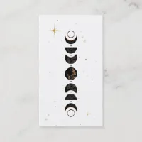 *~* White Lunar Cosmic Moon Phases Universe Shaman Business Card