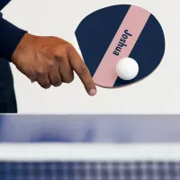 Preppy Chic Pink and Navy Personalized Name Ping Pong Paddle