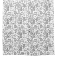Black and White Easter Bunnies and Eggs Shower Curtain