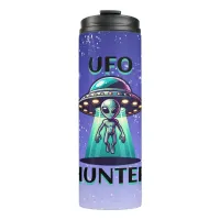 Ai Art with UFO Beaming up an Alien | UFO Hunter Thermal Tumbler