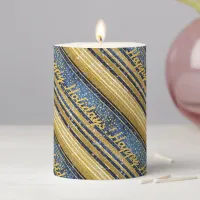 Blue Gold Christmas Pattern#28 ID1009 Pillar Candle