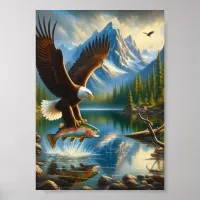 Majestic Eagle Capturing A Lake Trout 5x7 Poster