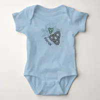 Blue Winter Celtic Knots and Snowflakes Baby Bodysuit