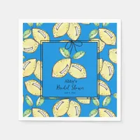 Watercolor Lemon Blue Main Squeeze Bridal Shower Napkins