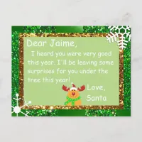 Christmas Postcard from Santa to child