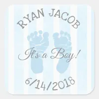 Blue Its a Boy Footprints Baby Shower Stickers