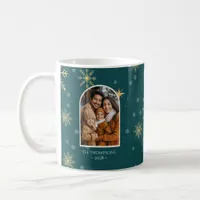 Modern Winter Snowflakes Photo Teal Christmas Coffee Mug