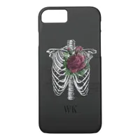 Vintage Gothic Burgundy Roses Skeleton Monogram iPhone 8/7 Case