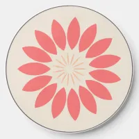 Stylized Coral Sunflower on Cream Wireless Charger