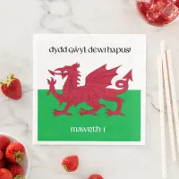 Happy St. David's Day Red Dragon Welsh Flag Paper Dinner Napkins