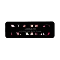 Nail Artist Elegant Floral Black Pink Manicurist  Label