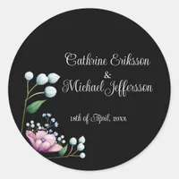 Elegant Floral Wedding Soft Botanical Romance Classic Round Sticker