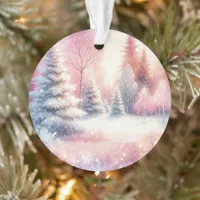 Pink Winter Wonderland Christmas Personalized Ornament