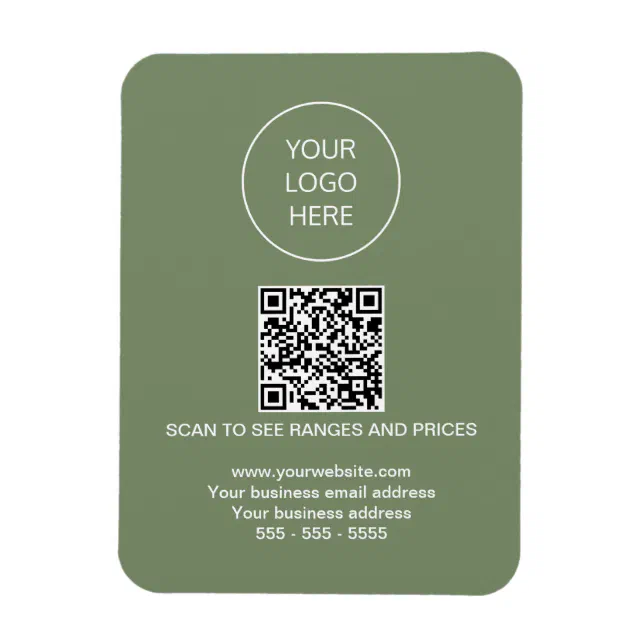 Logo QR Code Modern Sage Green Magnet