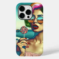 Beautiful Retro Pop Art Woman with Lollipop Case-Mate iPhone 14 Pro Case