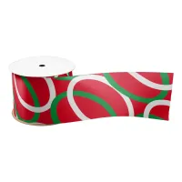 Green, Red and White Patterned Festive Christmas Satin Ribbon