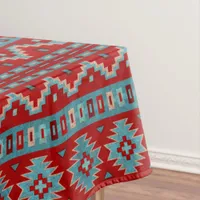 Southwest Mesas Turquoise & Red Small Tablecloth