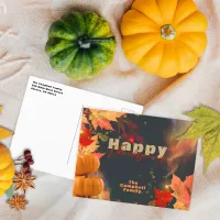 Fall Leaves Pumpkins Glitter Accents Thanksgiving Postcard