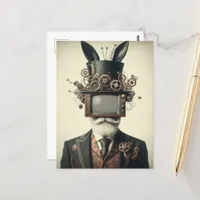 Vintage Man With a TV on His Head Rabbit Ears Postcard