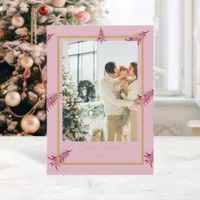 Chinoiserie Christmas Dusty pink Pagoda 2-Photo  Holiday Card