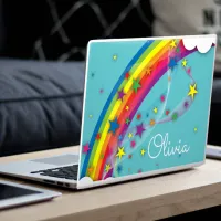 Cute Pretty Girly Rainbow Stars Sky Clouds & Name HP Laptop Skin
