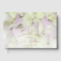 Almost Pink Hydrangea Celebration of Life Memorial Foil Guest Book