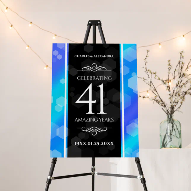 Elegant 41st Blue Topaz Wedding Anniversary Foam Board