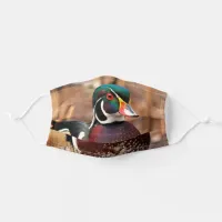 Stunning Male Wood Duck in the Woods Adult Cloth Face Mask