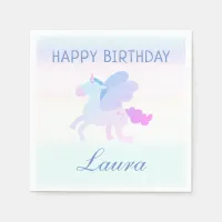 Customized Pastel Unicorn Happy Birthday Party Napkins