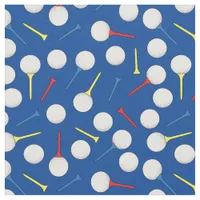 Golf Balls and Tees Pattern on Blue Fabric