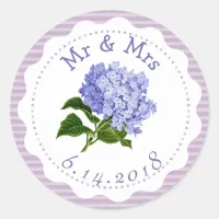 Personalized Wedding Stickers Purple Flowers