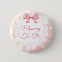 Mommy To Be Baby Shower Coral Lace Button