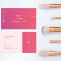 Modern Pink Gradient Makeup Artist Business Card