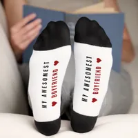 Awesome Boyfriend Text Bottom Customized Matching Socks