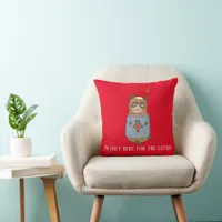 Sarcastic Funny Christmas Cat Ugly Sweater Throw Pillow