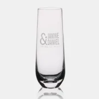 Bold Names & Heart Accent Wedding ID1055 Stemless Champagne Flute