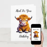 Cute Highland Cow Pun Birthday  Card