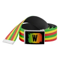 Rasta Flag Colored Striped Monogrammed Belt