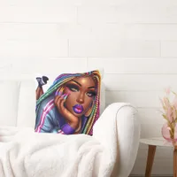 Sparkling Urban Chic African American Woman Design Throw Pillow