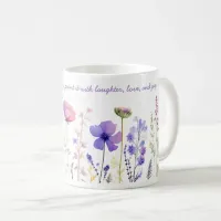 Watercolor Painting Pink & Purple Flowers Quotes Coffee Mug
