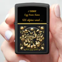 Golden Harvest of Eggs on a Sunny Farm at Dawn Zippo Lighter