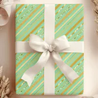 Mint & Gold Stripe Luxe Wrapping Paper