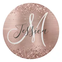 Glittery Rose Gold Foil Black and White Monogram Eraser